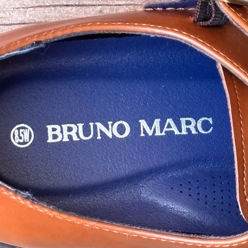 Bruno Marc Hutchingson 2 Double Monk Strap Brown Leather Dress Slip Ons 8.5W - Picture 5 of 7